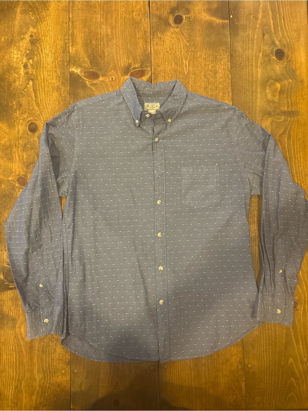 J.Crew Chambray Button Down Blue Dot Print Men’s L